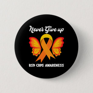 Badge Rond 5 Cm Butterfly Hope Fighter Orange Ribbon RSD CRPS Awar