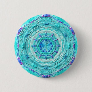 Badge Rond 5 Cm Button Mandala 08 "Turquoise"