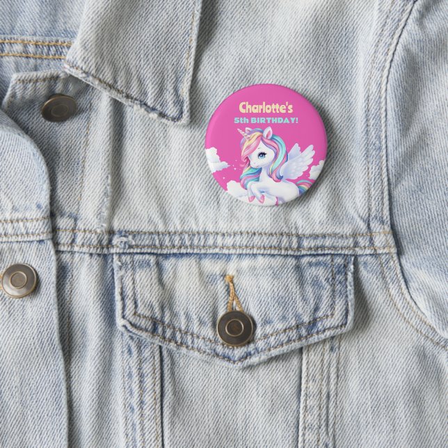 Badge Rond 5 Cm Button to a magical birthday party. (En situation)