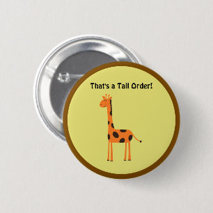 Badge Rond 5 Cm C’est un gros plan, drôle de dessin de la Giraffe 