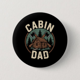 Badge Rond 5 Cm Cabane Papa Fête des Pères Extérieur Camping Caban