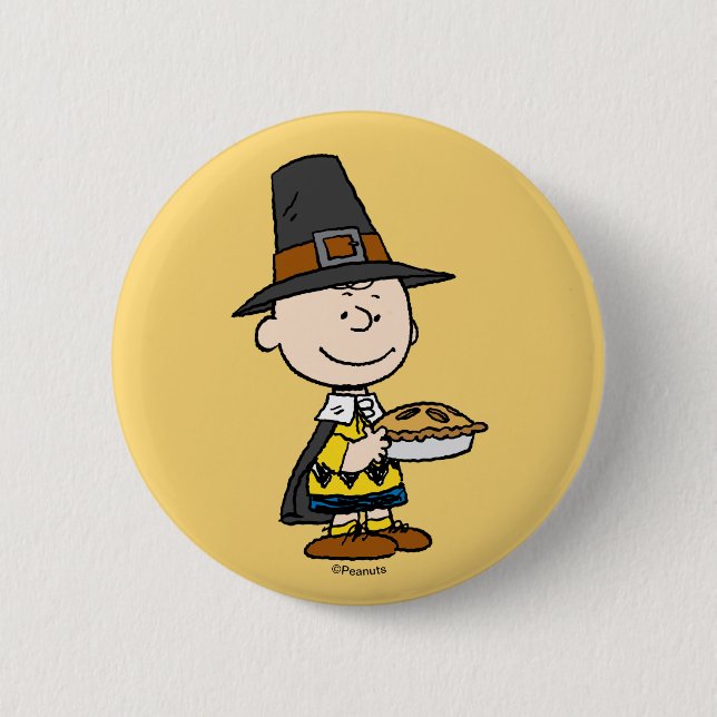 Badge Rond 5 Cm cacahuètes | Charlie Pèlerin Brown (Devant)