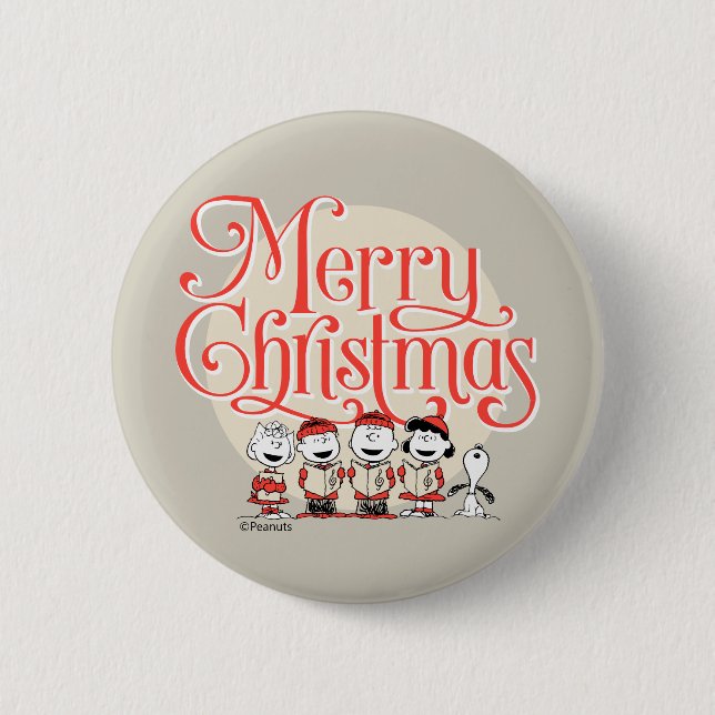 Badge Rond 5 Cm cacahuètes | Joyeuse Chorale de Noël (Devant)