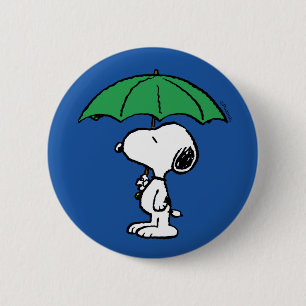 Badge Rond 5 Cm cacahuètes Parapluie vert Snoopy