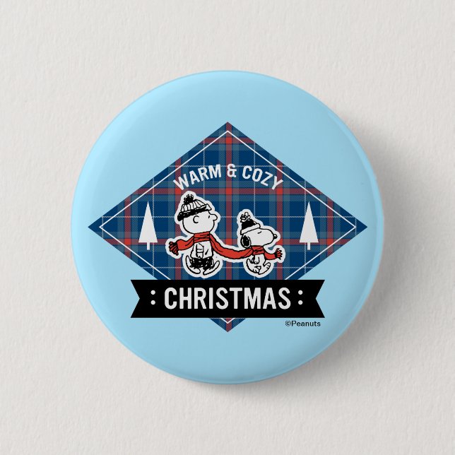 Badge Rond 5 Cm cacahuètes | Snoopy & Charlie Brown Chaud & Cosy (Devant)