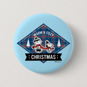 Badge Rond 5 Cm cacahuètes   Snoopy & Charlie Brown Chaud & Cosy