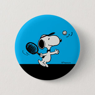 Badge Rond 5 Cm cacahuètes Snoopy Joue Au Tennis