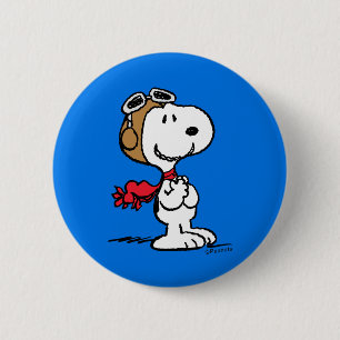 Badge Rond 5 Cm cacahuètes Snoopy L'As Volant