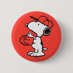 Badge Rond 5 Cm cacahuètes Snoopy Making the Catch