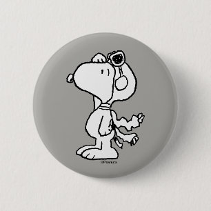 Badge Rond 5 Cm cacahuètes Snoopy the Flying Ace BW