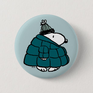 Badge Rond 5 Cm cacahuètes   Snoopy Winter Puffy Veste