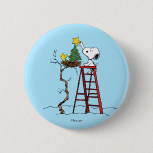 Badge Rond 5 Cm cacahuètes   Snoopy & Woodstock Arbre de Noël