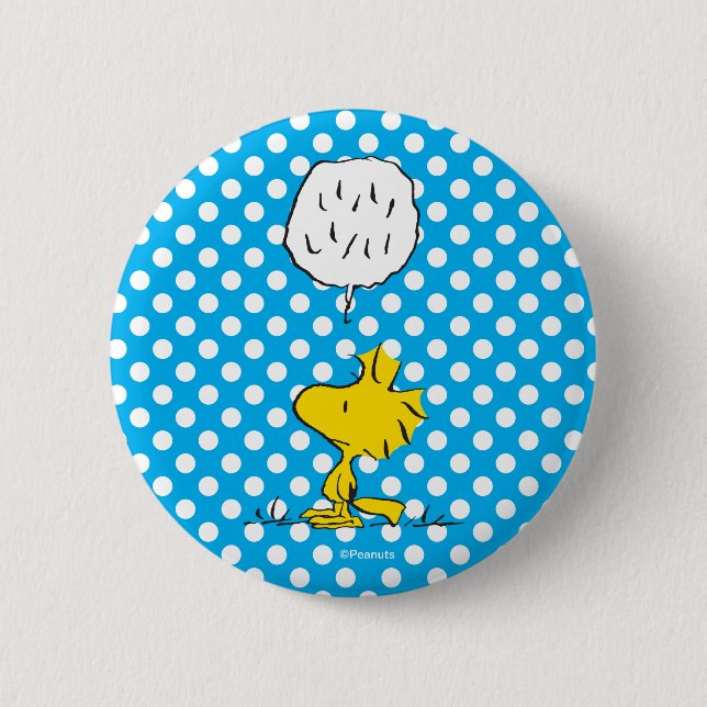 Badge Rond 5 Cm cacahuètes | Woodstock Speaks & Pois (Devant)