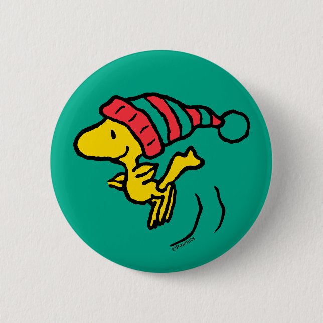 Badge Rond 5 Cm cacahuètes | Woodstock Winter Beanie Casquette (Devant)
