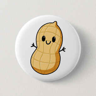 Badge Rond 5 Cm Cacao Kawaii dessiné – Écrou souriant mignon