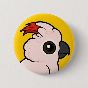Badge Rond 5 Cm cacatoès Saumon-crêté