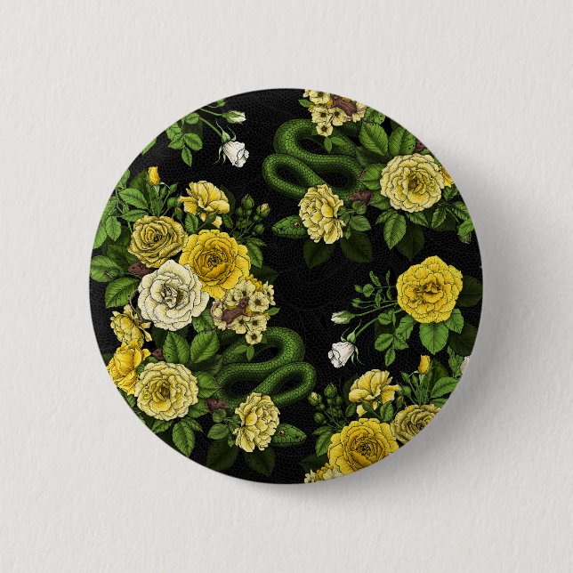 Badge Rond 5 Cm Caché en rose, jaune et vert (Devant)