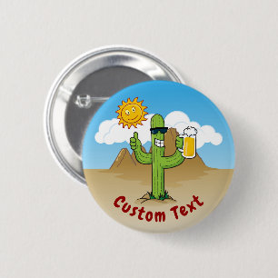 Badge Rond 5 Cm Cactus avec bière