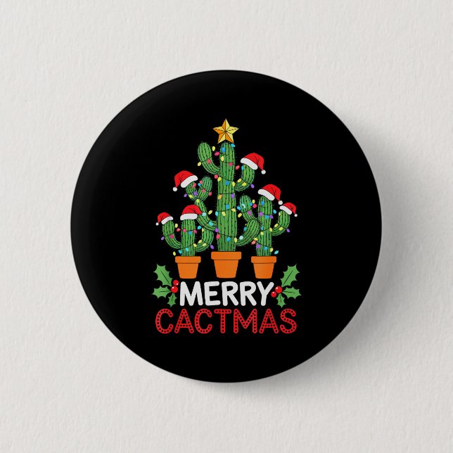 Badge Rond 5 Cm Cactus Christmas Tree Funny Merry Cactmas Cactus M (Devant)