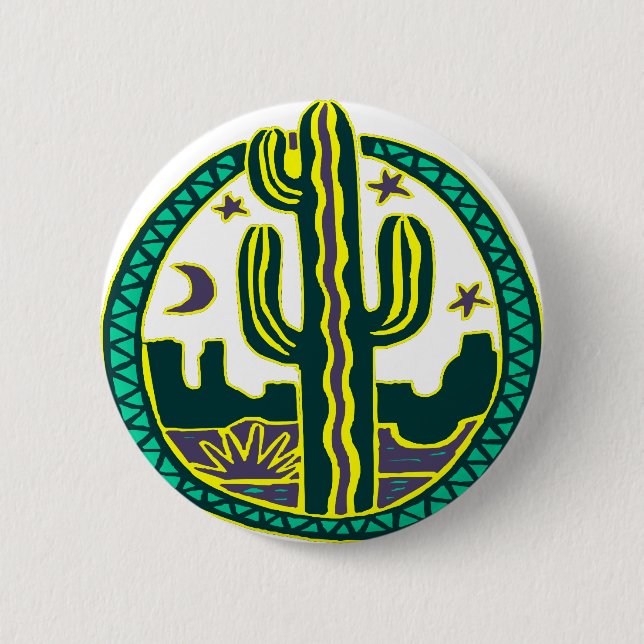 Badge Rond 5 Cm Cactus de sud-ouest (Devant)