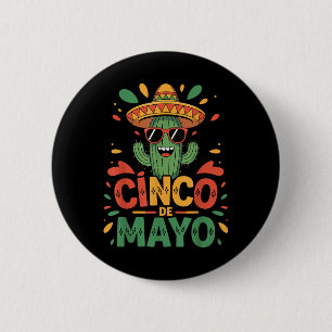 Badge Rond 5 Cm Cactus Drôle Et Sombrero Cinco De Mayo Cactus Som