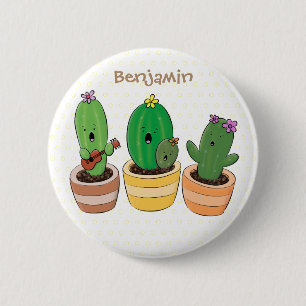 Badge Rond 5 Cm Cactus trio chantante mignonne dessin animé