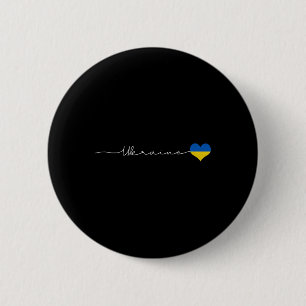 Badge Rond 5 Cm Cadeau de coeur de drapeau de signature d'Ukraine