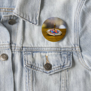 Badge Rond 5 Cm Cadeau de dreidel de Hanukkah SlipperyJoe à base o