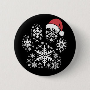 Badge Rond 5 Cm Cadeau de Noël pour chien Patte Chapeau de Père No