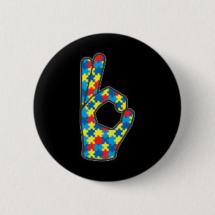 Badge Rond 5 Cm Cadeau de soutien de la langue des signes de l'amo