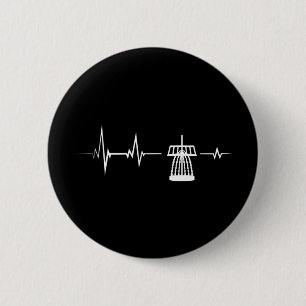 Badge Rond 5 Cm Cadeau dessiné Golf à disque Battement de cœur Fri