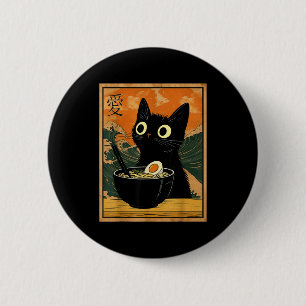 Badge Rond 5 Cm Cadeau drôle d'anime de chat mignon mangeant des n