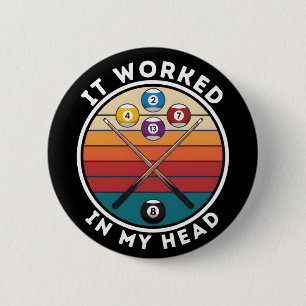Badge Rond 5 Cm Cadeau drôle pour joueur de billard, humour sur le