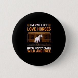 Badge Rond 5 Cm Cadeau équestre   Farm Life Love Hores