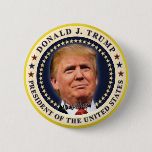Badge Rond 5 Cm Cadeau étoiles d'or pour l'investiture de Donald T