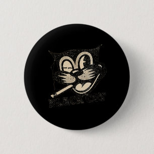 Badge Rond 5 Cm Cadeau Halloween Chat Noir Rétro Vintage Fumant