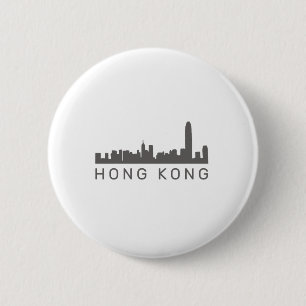 Badge Rond 5 Cm Cadeau HK Skyline Hong Kong