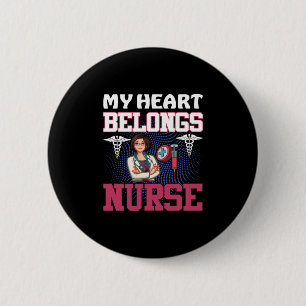 Badge Rond 5 Cm Cadeau infirmière Mon coeur appartient à l'infir