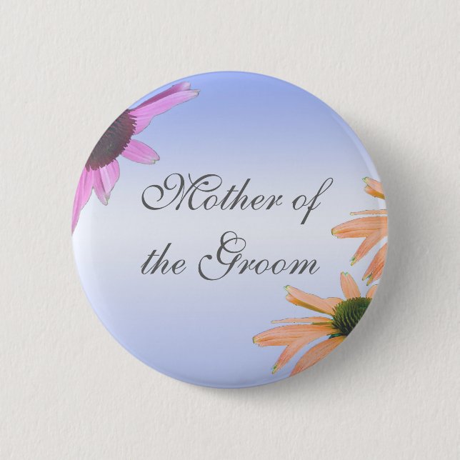 Badge Rond 5 Cm cadeau mariage, fleurs marguerites, merci, etc. (Devant)