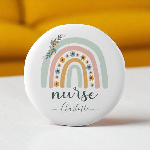 Badge Rond 5 Cm Cadeau Personnalisé Rainbow Nurse Nom Cadeau Pour 