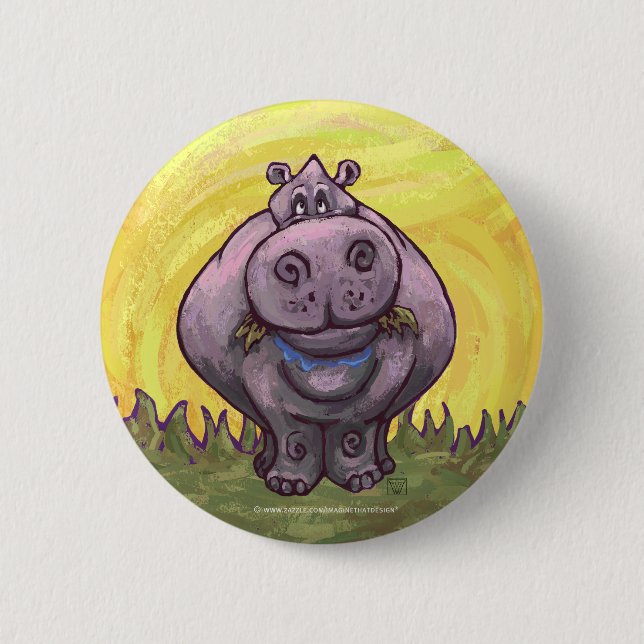 Badge Rond 5 Cm Cadeaux & Accessoires Hippopotame (Devant)