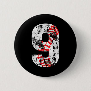 Badge Rond 5 Cm Cadeaux de 9 ans Numéro 9 Baseball 9e Anniversaire