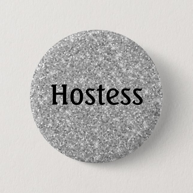 Badge Rond 5 Cm Cadeaux de mariage Hostess pailletés d'argent pour (Devant)