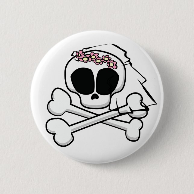 Badge Rond 5 Cm Cadeaux de mariée crâne (Devant)