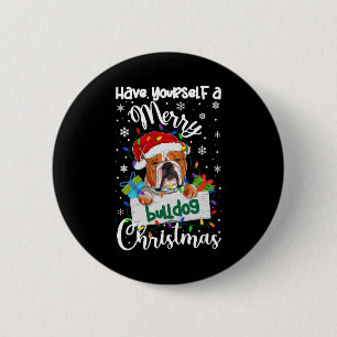 Badge Rond 5 Cm Cadeaux de Noël Bouledogue Bouledogue Amoureux de