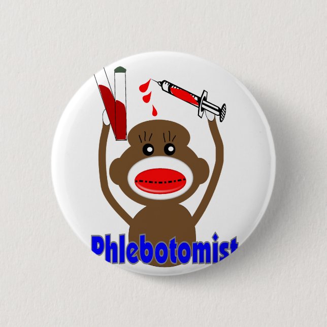 Badge Rond 5 Cm Cadeaux de Phlebotomist de singe de (Devant)