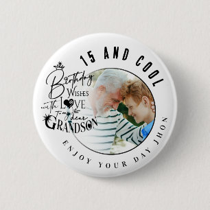 Badge Rond 5 Cm Cadeaux de photos de petits-fils mignons