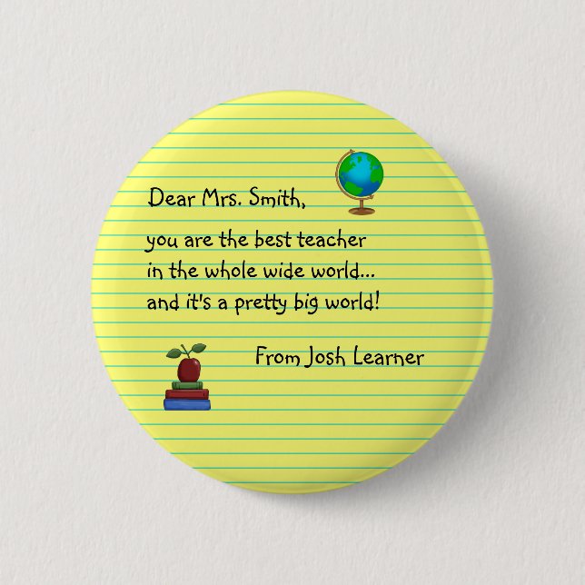 Badge Rond 5 Cm Cadeaux de professeur de Merci - nouveaux (Devant)