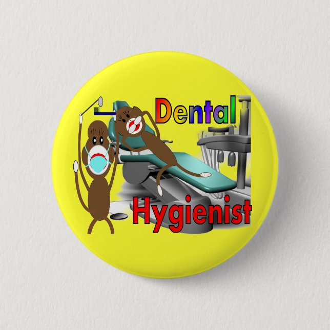Badge Rond 5 Cm Cadeaux de singe de chaussette d'hygiéniste (Devant)