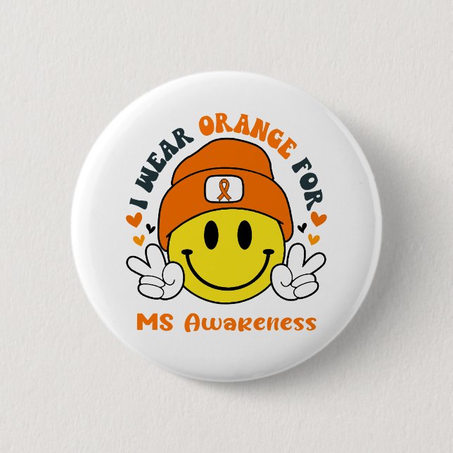 Badge Rond 5 Cm Cadeaux de soutien au ruban de sensibilisation MS (Devant)